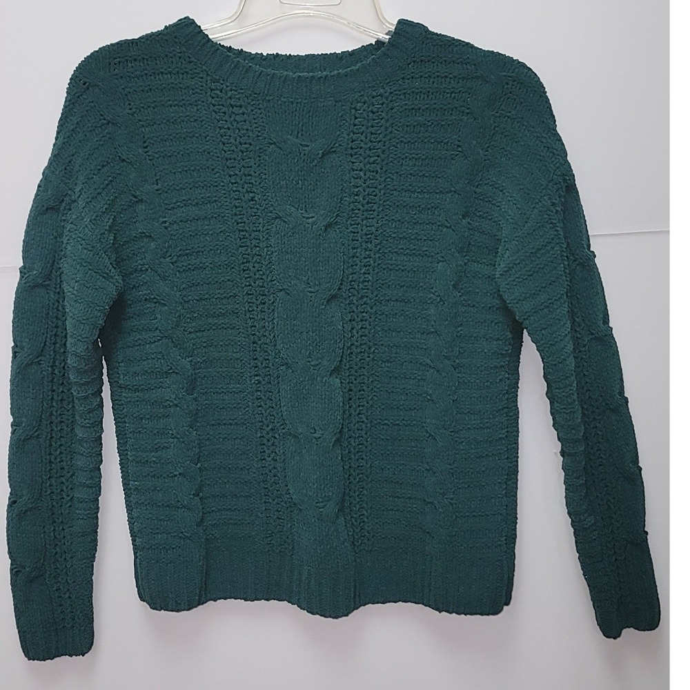 Primark Green Cable Knit Sweater XS Cozy Pullover Grandma Preppy Y2K Office Ski
